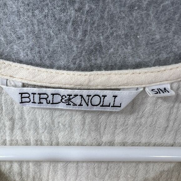 Bird & Knoll Tunic Mini Dress Beige Gauze Crinkle Cotton Lagenlook s/m - Picture 8 of 16